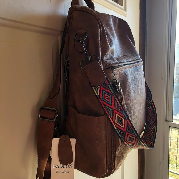 Women Brown Retro Style Travel Backpack with Tassel main image 10